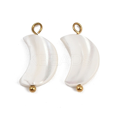 Natural Shell Moon Pendants STAS-D378-37G-1