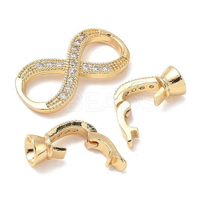 Brass Micro Pave Clear Cubic Zirconia Fold Over Clasps KK-U059-33G-1