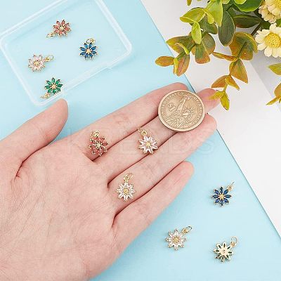 10Pcs 5 Colors Rack Plating Brass Micro Pave Cubic Zirconia Charms ZIRC-HY0001-03-1