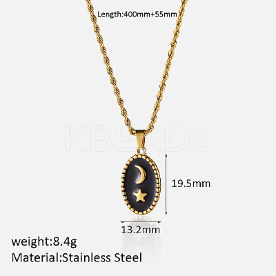 304 Stainless Steel Black Enamel Pendant Necklaces for Women FS-WG3C5F5-09-1