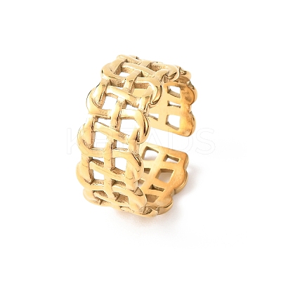 304 Stainless Steel Open Cuff Rings for Women RJEW-K309-10C-G-1