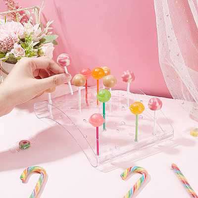 20-Hole Arc-Shaped Transparent Acrylic Lollipop Display Holder ODIS-WH0043-03B-1