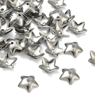 Non-Tarnish 5-Petal Flower Smooth Surface 304 Stainless Steel Bead Caps X-STAS-R065-56-1