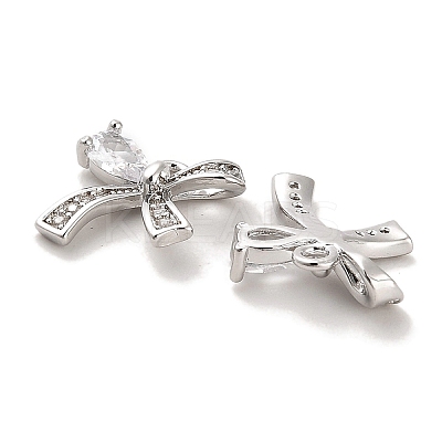 Brass Micro Pave Clear Cubic Zirconia Charms KK-C054-04P-1
