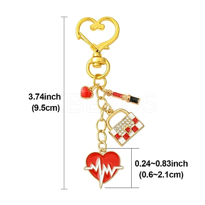 Heart Lipstick Bag Alloy Enamel Pendant Decorations HJEW-FS00030-1