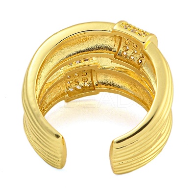 Rack Plating Brass Micro Pave Cubic Zirconia Cuff Rings for Women RJEW-I107-10G-1