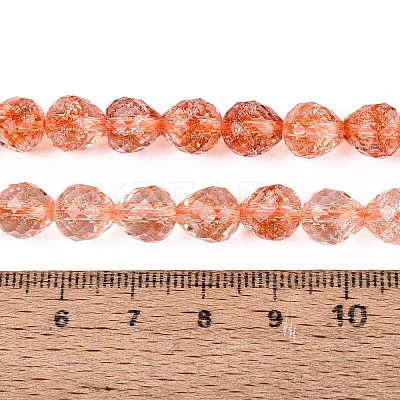 Crackle Transparent Glass Beads Strands GLAA-N068-04A-10-1