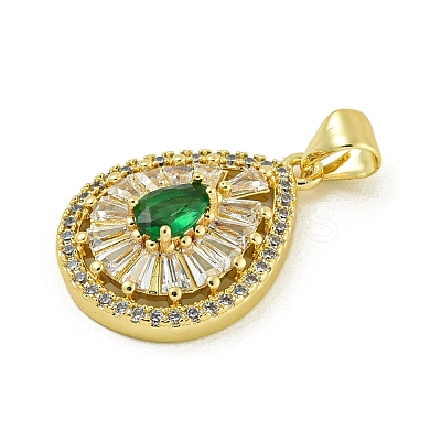Rack Plating Brass Pave Cubic Zirconia Pendants KK-U029-28G-01-1
