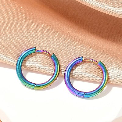202 Stainless Steel Huggie Hoop Earrings LS-EJEW-F111A-18mm-RC-1
