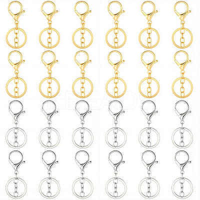 24Pcs 2 Caolors Alloy Keychain Clasps KEYC-SC0001-81-1