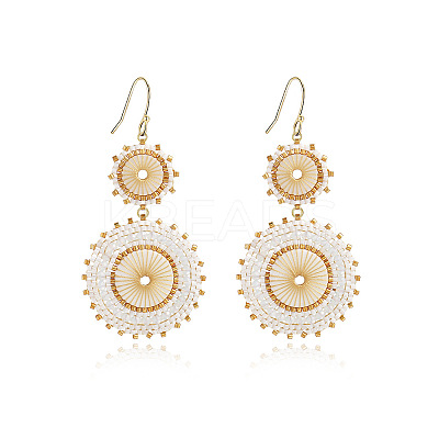 Glass Seed Braided Dangle Earrings for Women FIND-PW0024-17D-1