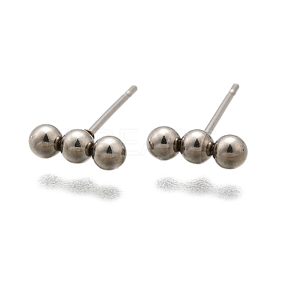 Tarnish Resistant 201 Stainless Steel Beaded Horizontal Bar Stud Earrings with 316 Stainless Steel Pin for Women X-STAS-K238-01P-1