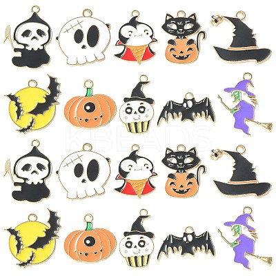 40Pcs 10 Styles Halloween Alloy Enamel Pandants ENAM-CJ0004-14-1