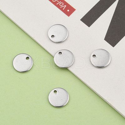 Tarnish Resistant 304 Stainless Steel Stamping Blank Tag Flat Round Charms Pendants STAS-Q171-04-1