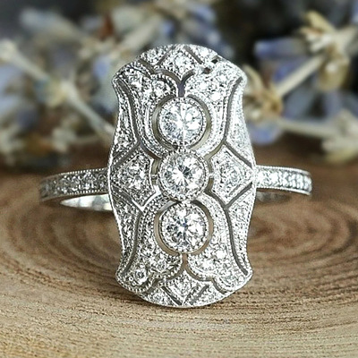 Retro Brass & Cubic Zirconia Finger Rings FS-WGF6FC6-03-1