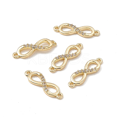 Brass Micro Pave Clear Cubic Zirconia Connector Charms KK-E068-VB388-1
