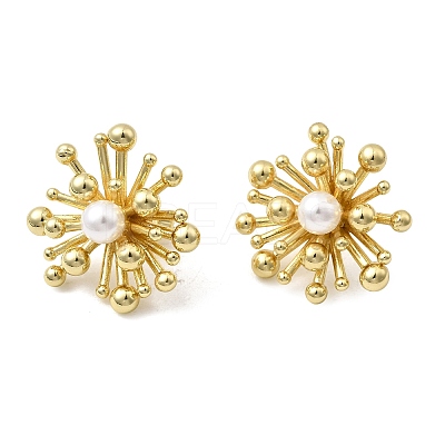 Brass Flower Stud Earrings EJEW-H171-05G-1