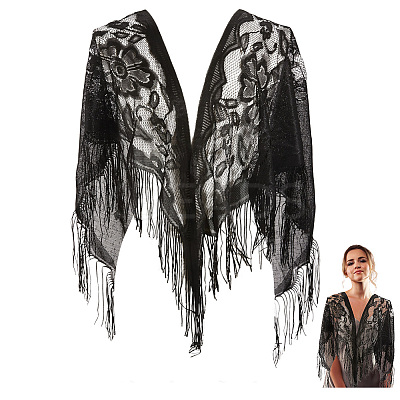 Lace Flower Detachable Polyester Shawl AJEW-WH20072-43C-1