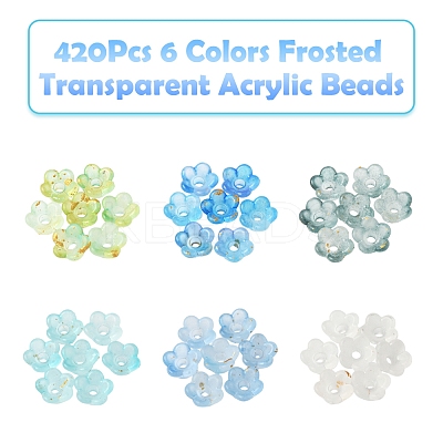 420Pcs 6 Colors Frosted Transparent Acrylic Beads OACR-FS0002-17A-1