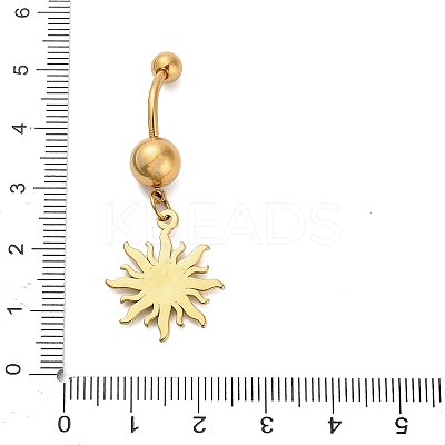 304 Stainless Steel Crystal Rhinestone Carved Barbell Dangle Belly Rings LS-STAS-C147-18A-G-1