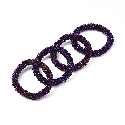Faceted Electroplate Glass Beads Stretch Bracelets BJEW-S144-002G-06-1