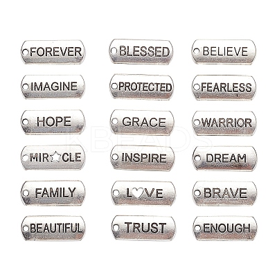18Pcs 18 Style Tibetan Style Alloy Rectangle Pendants TIBEP-YW0001-34AS-1
