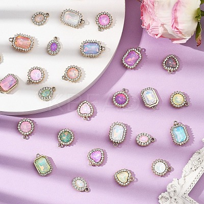 10Pcs UV Plating Alloy with Mixed Color Glass Rhinestone Pendants FIND-YW0009-03A-1