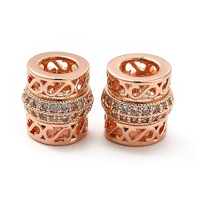Rack Plating Brass Micro Pave Cubic Zirconia European Beads KK-C010-49-1