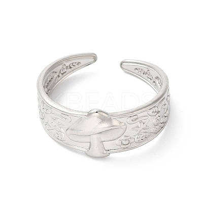 Non-Tarnish 304 Stainless Steel Mushroom Open Cuff Ring for Women X-RJEW-K245-29P-1