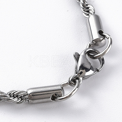 Non-Tarnish 304 Stainless Steel Rope Chain Necklaces for Men Women NJEW-T012-03-66-S-01-1