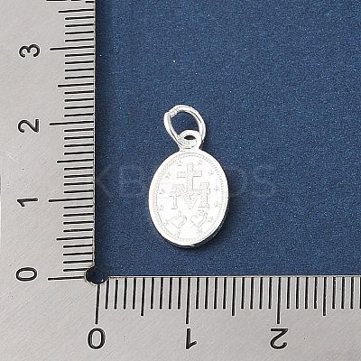 999 Fine Silver Oval with Virgin Religious Medal Charms with Jump Rings STER-C006-01S-1