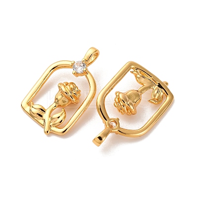 Brass Micro Pave Cubic Zirconia Pendants KK-K382-54G-1