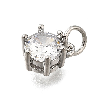 Brass Pave Cubic Zirconia Pendants KK-V002-23P-01-1