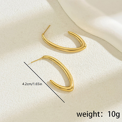 Elegant 201 Stainless Steel V-shaped Hollow Earrings for Daily WM9233-1