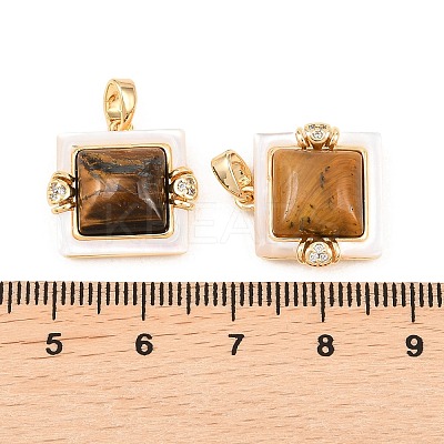Natural Tiger Eye and Freshwater Shell Pendants KK-H538-24C-G-1