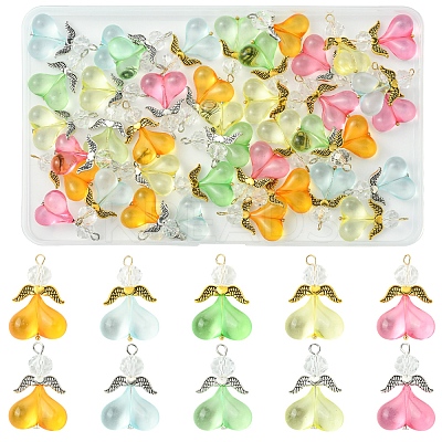 40Pcs 10 Colors Acrylic Glass Pendants PALLOY-FS00018-1