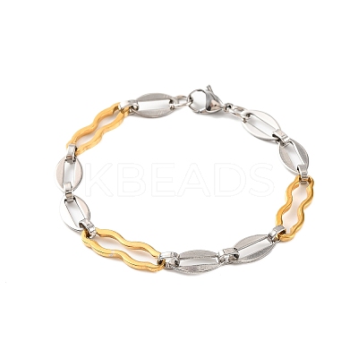 201 Stainless Steel Oval Link Chain Bracelets BJEW-B078-105GP-1