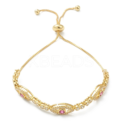 Horse Eye Cubic Zirconia Slider Bracelet BJEW-SZ0002-08C-1