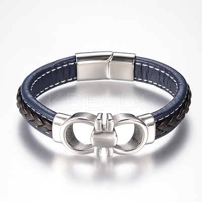 Men's Braided Leather Cord Bracelets BJEW-H559-15C-1
