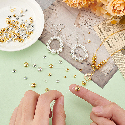 160Pcs 10 Style Brass Beads KK-BC0013-01-1
