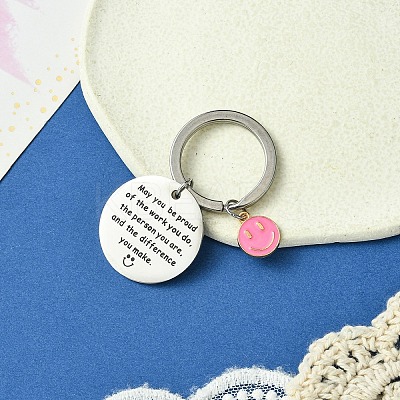 201 Stainless Steel & Alloy Enamel Keychain KEYC-YW00104-13-1