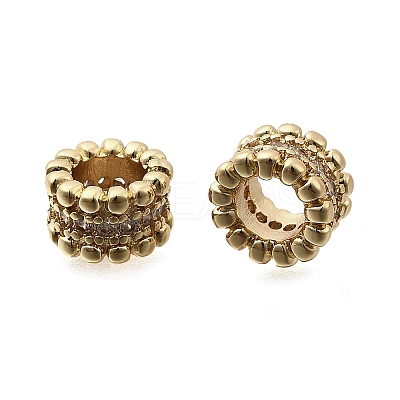 Brass Micro Pave Cubic Zirconia European Beads KK-Z126-06G-1