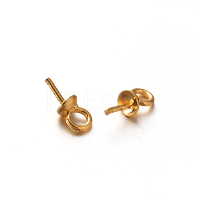 Golden Plated 201 Stainless Steel Cup Pearl Peg Bails Pin Pendants LS-STAS-E088-09-3mm-1