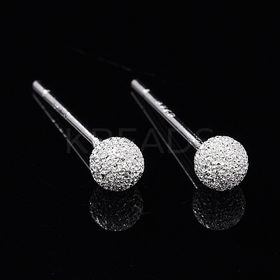 Textured 925 Sterling Silver Ball Stud Earrings LS-EJEW-L202-004A-1