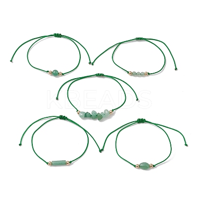 5Pcs 5 Styles Natural Green Aventurine Braided Bead Bracelets BJEW-JB11681-04-1
