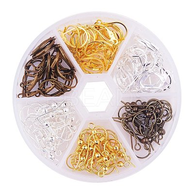 Multicolor Brass 15mm Leverback Earring Findings and 19mm Earring Hooks Sets for Jewelry Making KK-PH0015-06-1