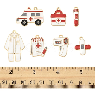 18Pcs 7 Styles Medical Theme Alloy Enamel Pendants FIND-FS0004-36-1