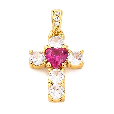 Brass Micro Pave Cubic Zirconia Pendants KK-P288-03G-1