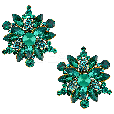2Pcs Rhinestone Flower Brooch Pin JEWB-HY0001-10A-1