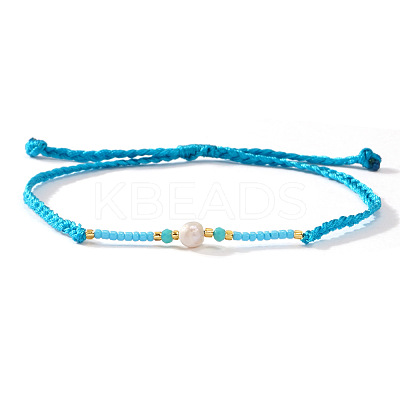 Bohemian Style Imitation Pearl & Glass Seed Bead Braided Bracelets XS0693-5-1